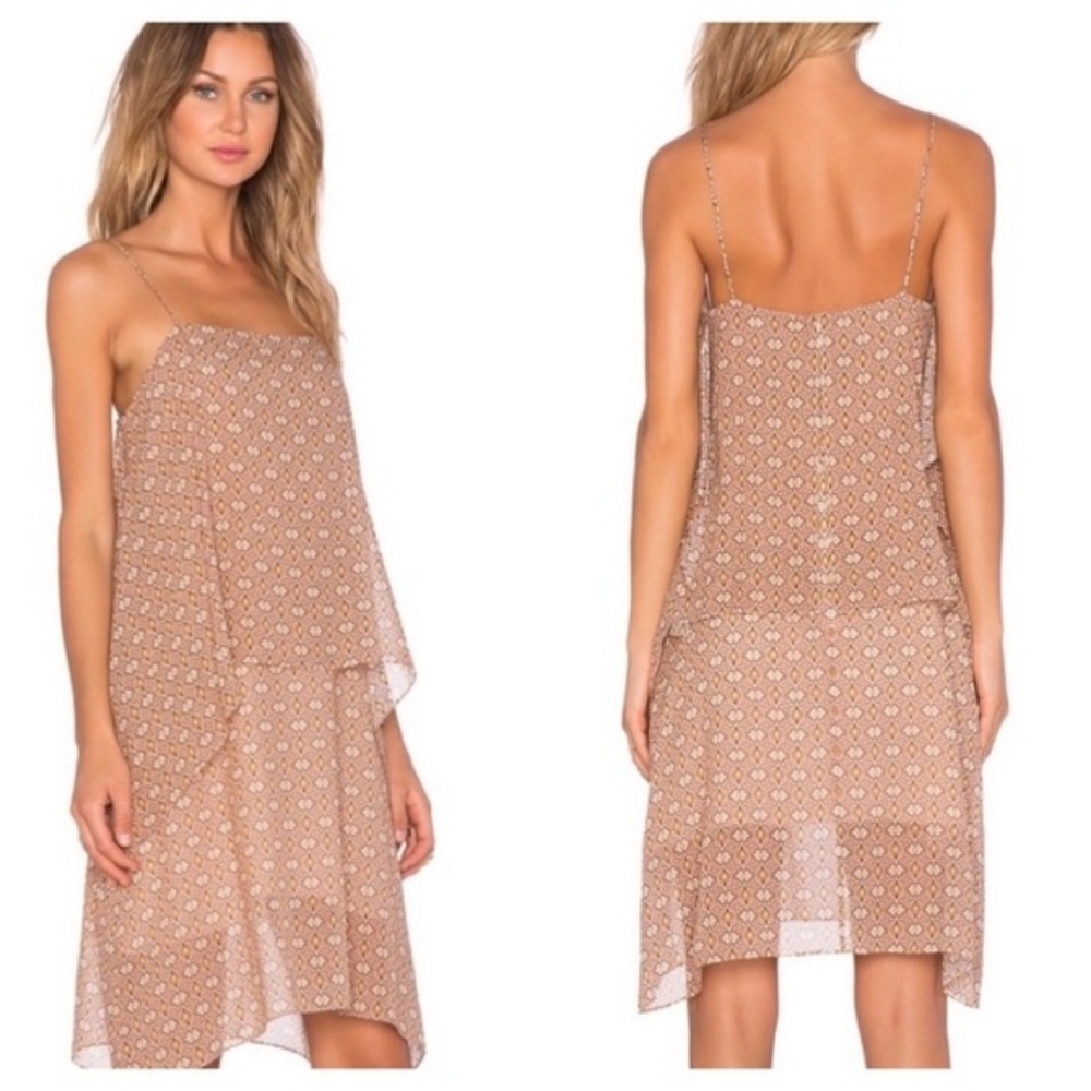 THEORY DAFEON Sleeveless Foulard Print Dress Silk Chiffon Dress Small